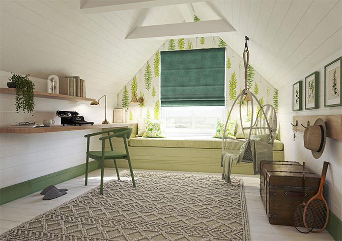 Florence Faux Suede, Fern Green - Twist&Fit Roman Blind - Image 6